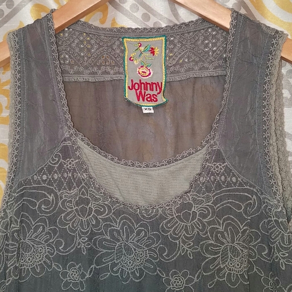 Johnny Was Grey Lace/Embroidery Dress, XS - Picture 12 of 12